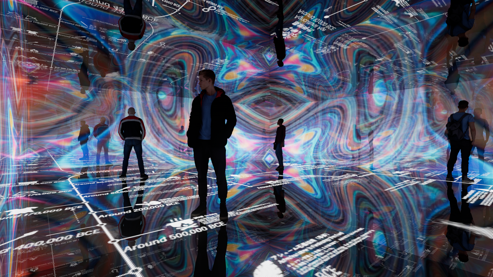 Reflective chamber concept with visitors inside the null²ⁿ theater