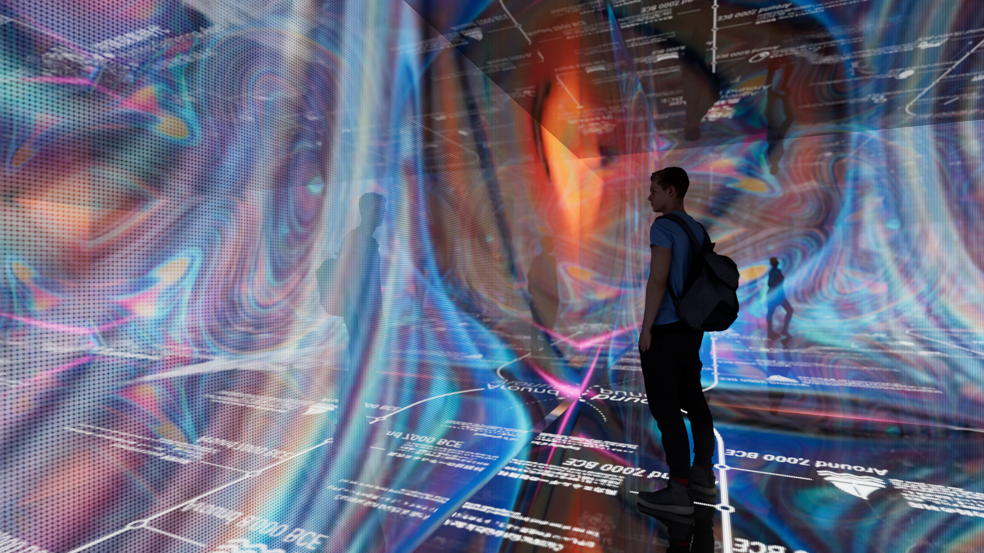 Close encounter with the immersive media walls of the null²ⁿ theater